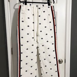 Anthropologie Maeve White Embroidered Pants